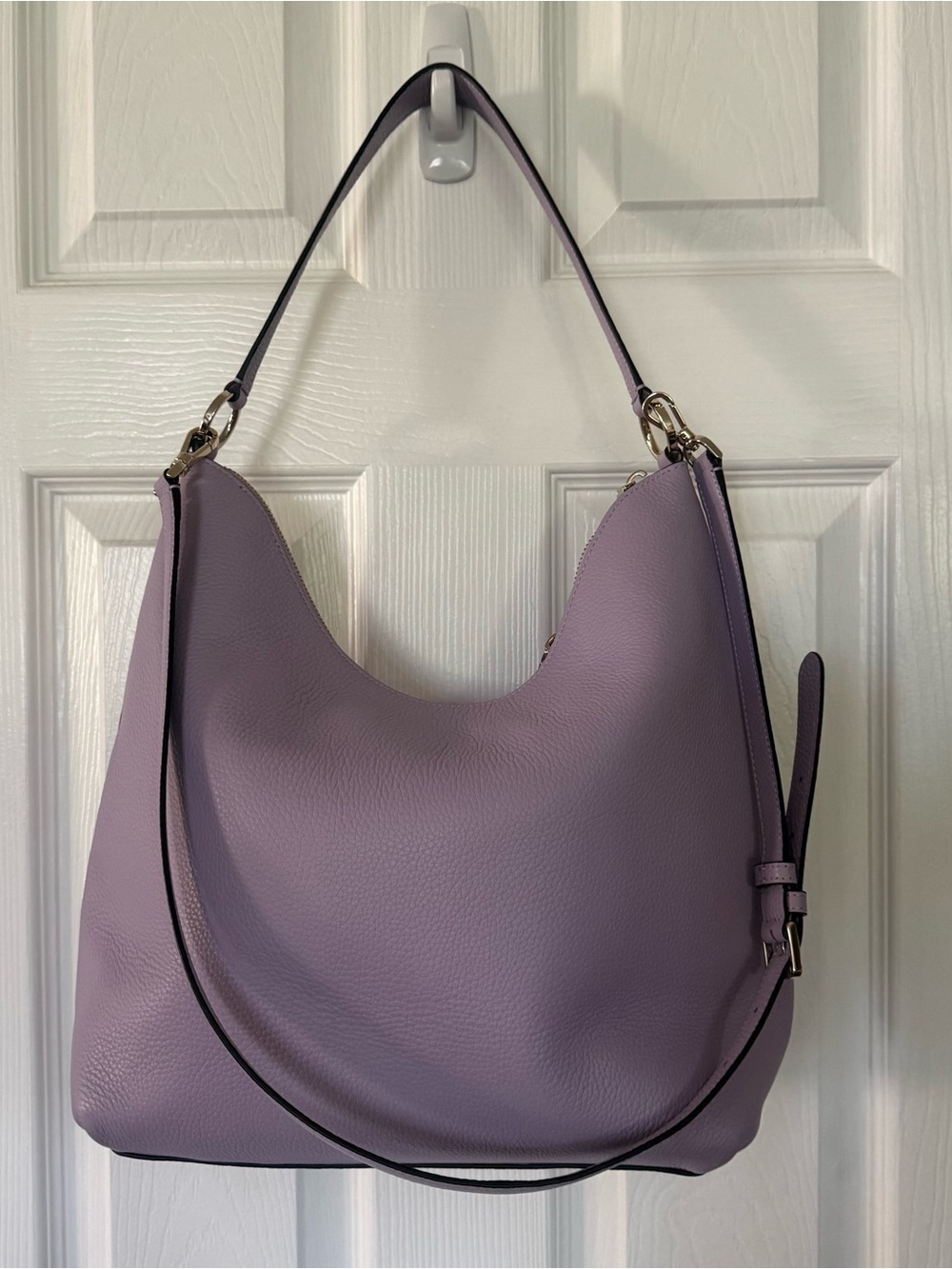 Kate Spade New York Pebbled Leather Hobo Shoulder Bag in Lilac Lavender BohoChic - Picture 4 of 13
